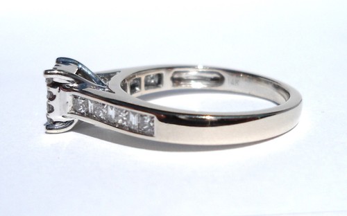 14k Solid White Gold Natural Princess Cut Diamond Ring Band W/Accents - Size 6.5 - Picture 4 of 24