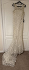 Justin Alexander Joanna Mermaid Wedding Dress V Neck Ivory Lace Tulle Size 10