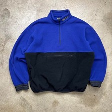 Vintage 90s Gap Fleece Anorak 1/4 Zip Medium GP Tech Black Blue Color Block Pull