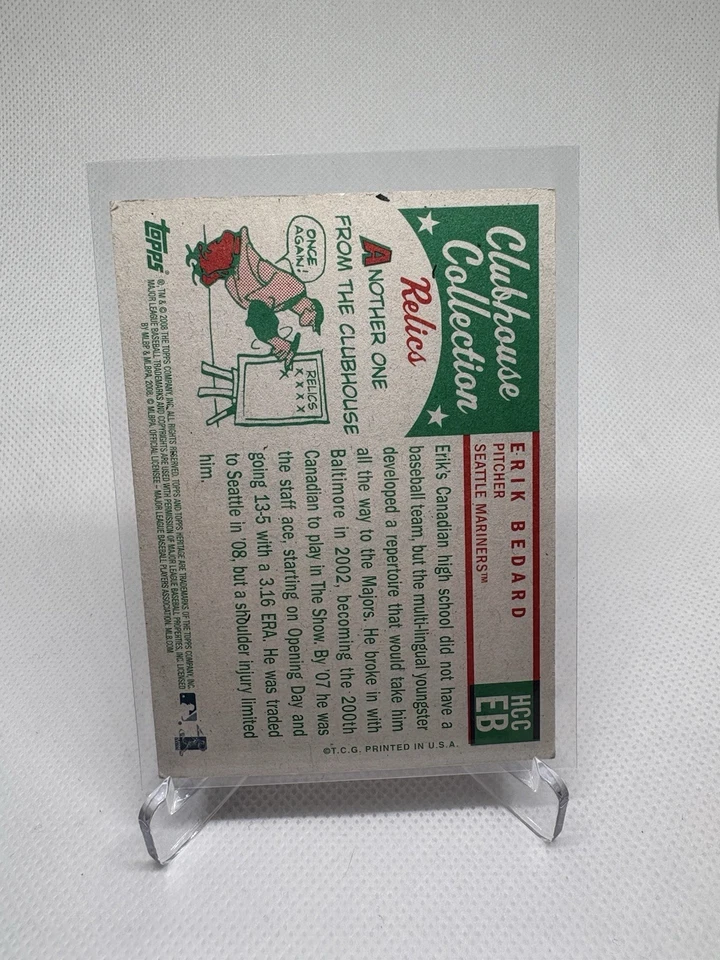 2008 Topps Heritage - Clubhouse Collection Relic Erik Bedard #HCCEB (MEM) - Image 2 of 2