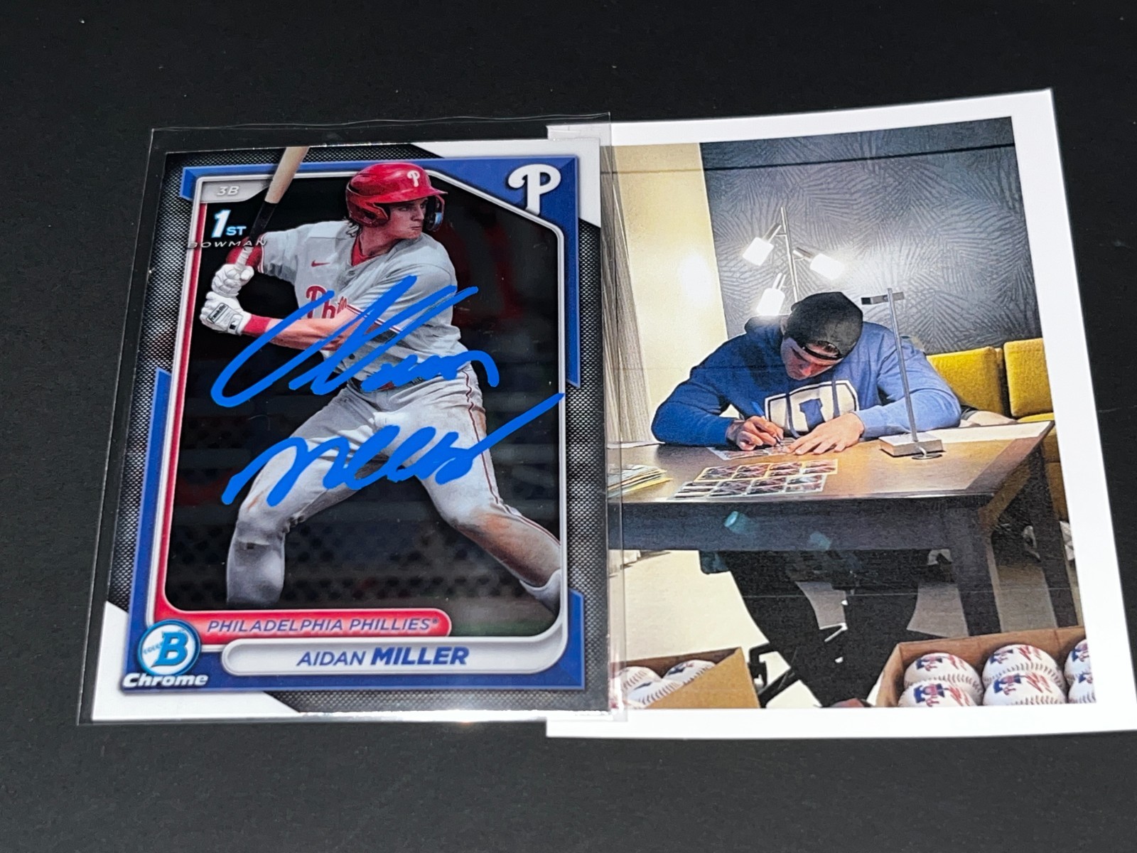 Aidan Miller Phillies Auto Signed 2024 1st Bowman Chrome Paint -