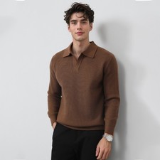 Men's Autumn/winter Business V-neck Knitted Sweater Lapel Wool Sweater Business