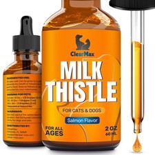 Milk Thistle Liquid Cats  Dogs Liver Kidney Support Salmon Flavor GMO Free 2oz