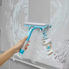 Handheld Blue Glass Wiper - No Streaks Window Squeegee for Bathroom Mirrors Kitc