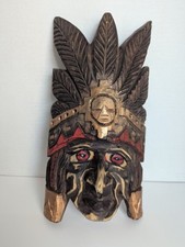 NATIVE AMERICAN wood hand sculpted painted 12...