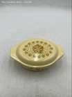 Pyrex Yellow Floral Ceramic Oval Shape Two-Piece Casserole Dish With Lid