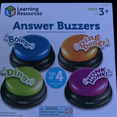Learning Resources Answer Buzzers - Set of 4, Ages 3+ Assorted Colored Buzzers