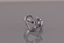 Sterling Silver Cubic Zirconia Accented Open Heart Band Ring 925 Sz: 7