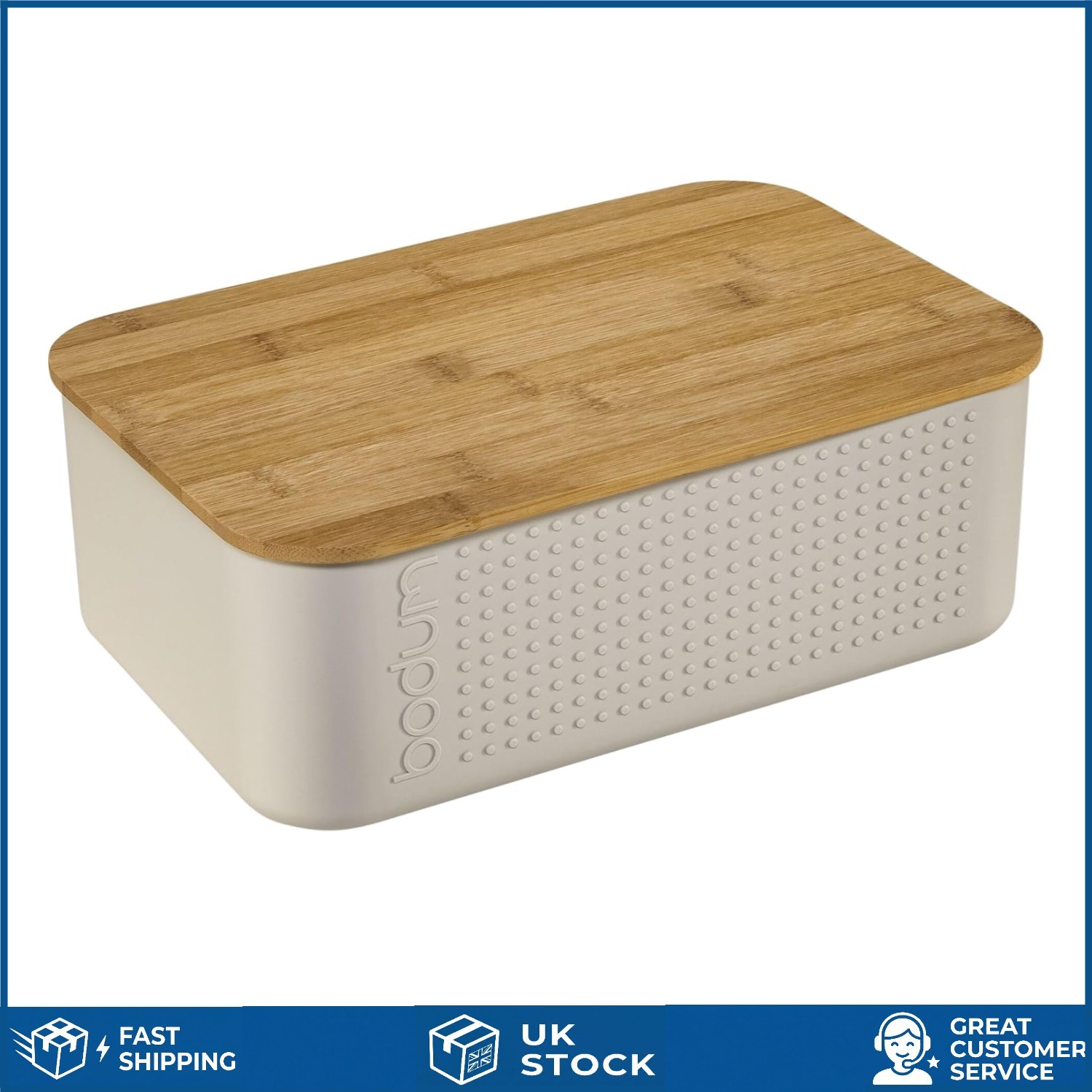 Modern Small Bistro Bread Bin With Sustainable Bamboo Cutting Board Lid White