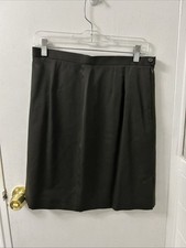 VTG 90s J Crew Factory Skirt Women 12 Green 100 Wool Made In Japan Side Zip NWT