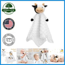 Soft Cow Security Blanket for Babies, 16-Inch Lovey Snuggle Toy for Comfort