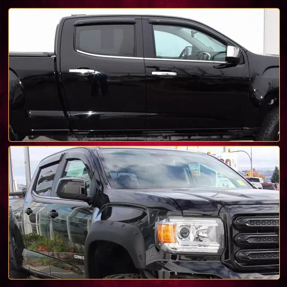 Para GMC Canyon & Chevy Colorado 15-22 doble cabina en canal protector de lluvia visera de ventana Foto 2 de 4