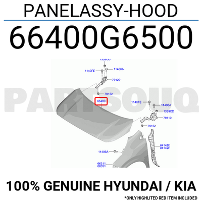 66400G6500 Genuine Hyundai / KIA PANELASSY-HOOD | eBay