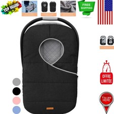 Winter Car Seat Cover for Baby - Warm Fleece Canopy for Newborns  Black