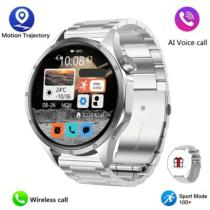 AI Voice Smartwatch GT5 Pro Smartwatch Wireless Calling, GPS Sports (SILVER)