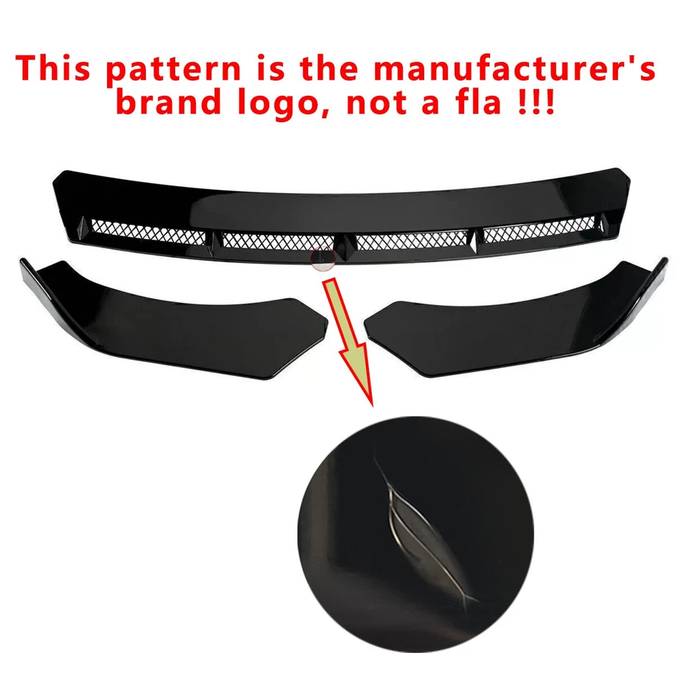 Kit de carrocería divisor alerón labial parachoques delantero brillante para Volvo S40 S60 V40 V60 V70 Foto 2 de 4