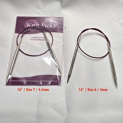 Knit Picks Options Nickel Plated Fixed Circular Knitting Needles Sizes 6 & 7