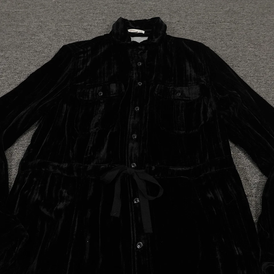 Coldwater Creek рубашка платье женщин маленький черный бархат кнопка спереди подпоясанный туника - Изображение 2 из 4