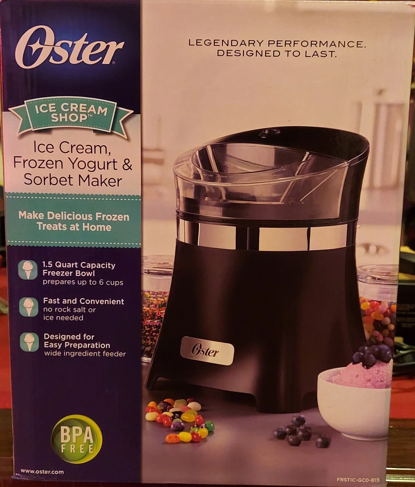 Oster Ice Cream, Frozen Yogurt, & Sorbet Maker Solid Black Kitchen Gadget New