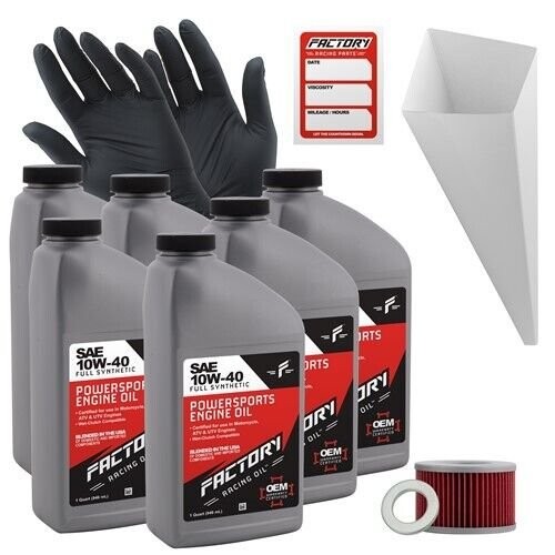 Factory Racing Parts 10W40 6Qt Oil Change Kit For Honda TRX500FA Rubicon 2000-04