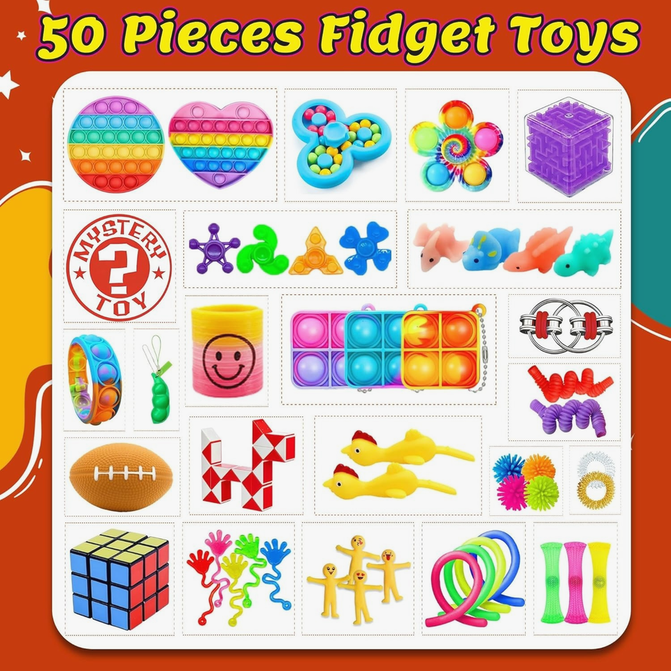 50PCS Fidget Toys Pack, Sensory Fidget Toys Set, Stress Anxiety Relief ...
