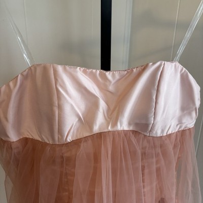 Selfie Leslie Womens S LET S ELOPE Pink Baby Doll Mesh Overlay Midi Dress NWT