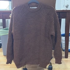 Peregrine Wool Sweater In Dark Brown Made In England Medium Men's
