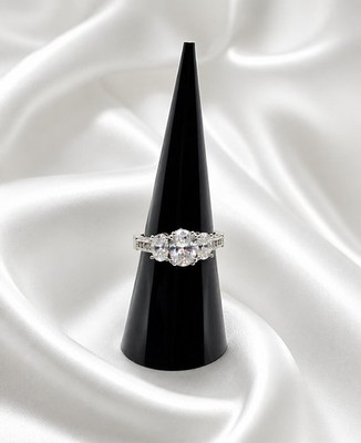 3 Stone Moissanite Ring 925 Sterling Silver VVS D Color Size 7