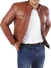 Chaqueta de cuero genuino de piel de oveja estilo motociclista estilo...