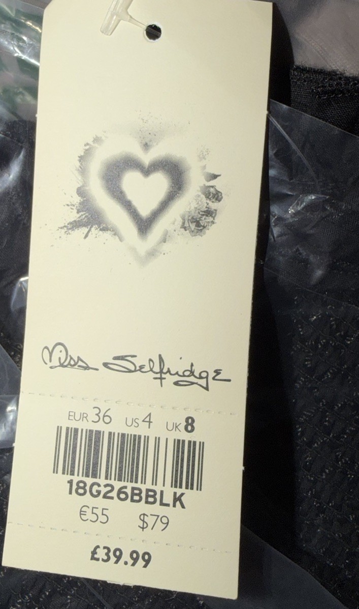 Miss Selfridge Black Smock Dress High Neck Puff Sleeve Smocked Ruffle Hem 8 image 4