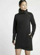 Athleta Cozy Karma Asym Sweatshirt Dress Black Size: MEDIUM PETITE NWOT