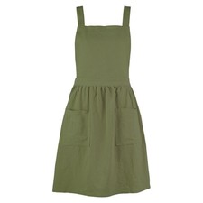 Cotton Linen Pinafore Apron Dress for Women with Pockets Cute Art Chef Aprons...