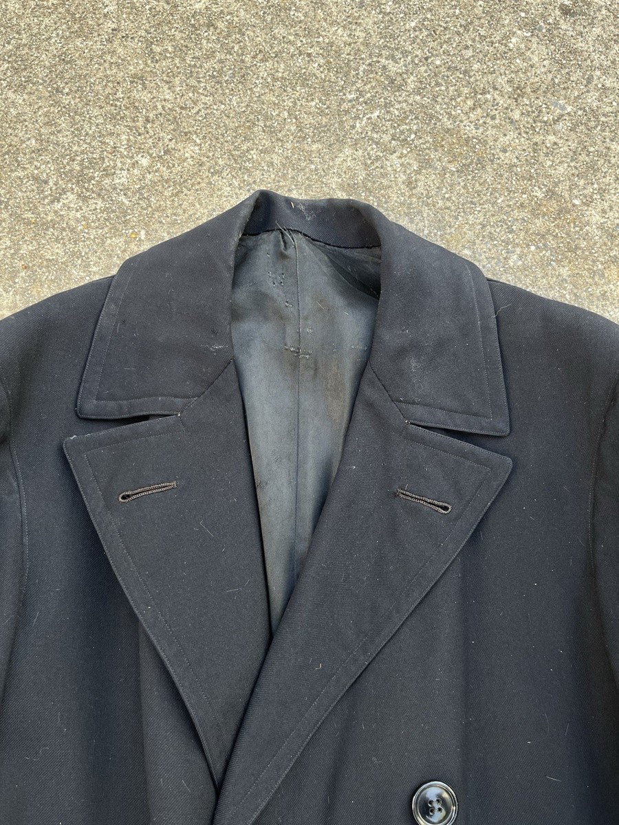 ジャケット・アウター 30s Special Vintage Double Brested Coat 1930s/40s Cravenette Black Whipcord Trench Coat Belted Double