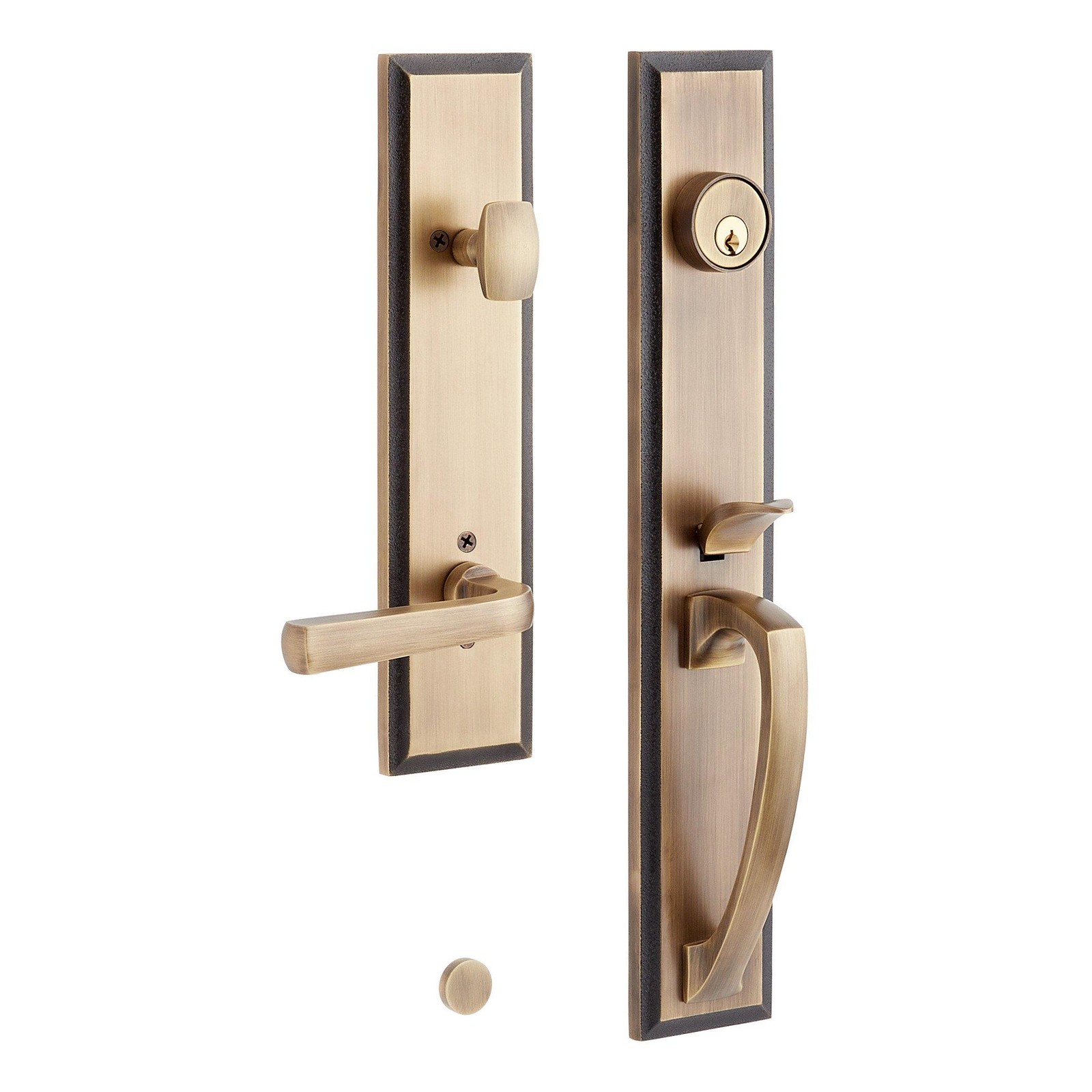 Signature Hardware 552055AB Aurick Solid Brass Entrance Door Set - Lever Handle 15790₽
