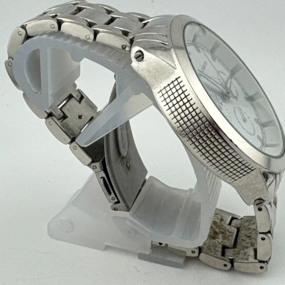 Vince Camuto Quartz Watch Men 30m Silver White Day Date Analog New Battery 7.25" - Image 3 of 4