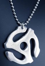 Record Spindle Adapter Necklace Stainless Chain New Pendant 45 rpm Insert