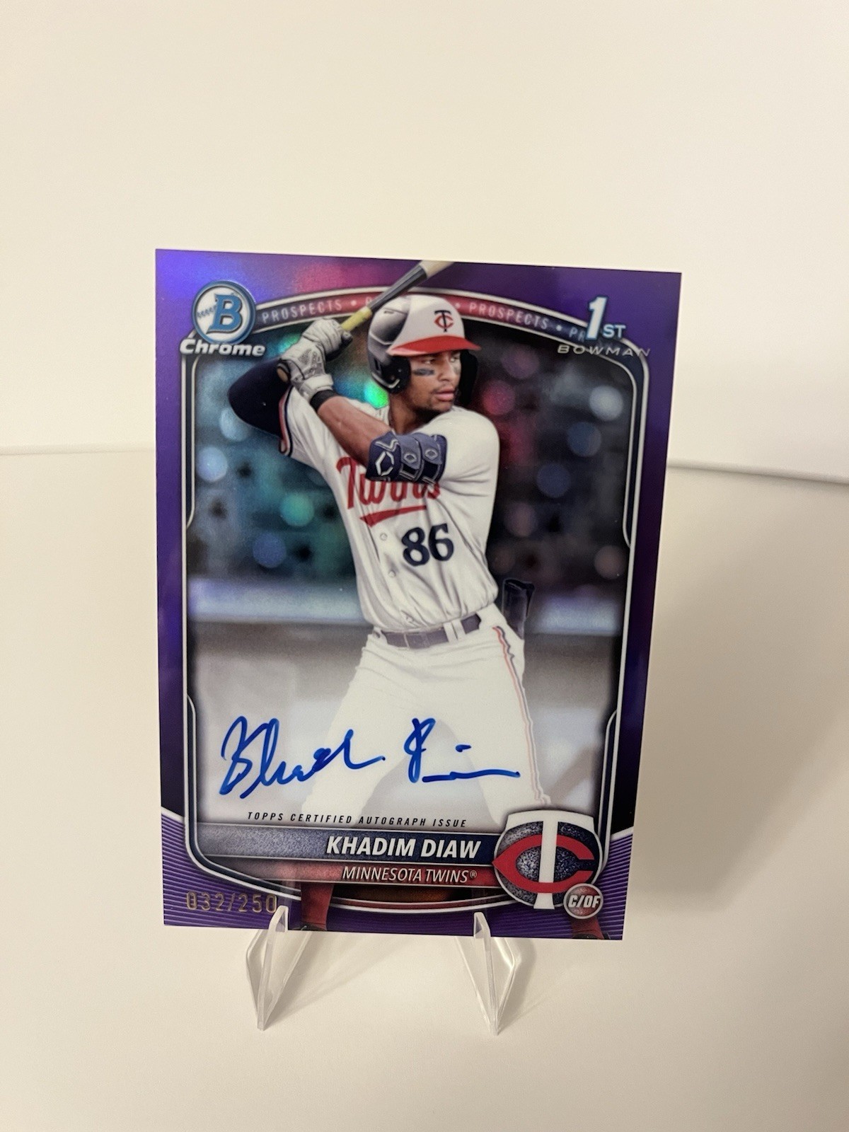 KHADIM DIAW 2025 BOWMAN CHROME 1ST BOWMAN PURPLE AUTO RC /250 MINNESOTA TWINS