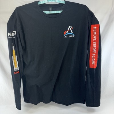 NASA Artemis Program Long Sleeve Shirt XL Black Remove Before Flight Rocket SLS