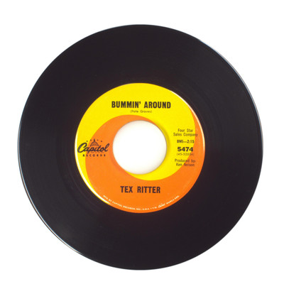 Tex Ritter - Bummin' Around; Take Him Fishin' - Vinyl Record 45 RPM 7''