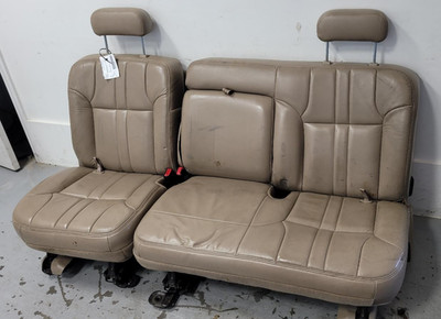 2000-2005 Ford Excursion Tan Leather 2nd Row Rear Split Bench Seat (60/40 split)