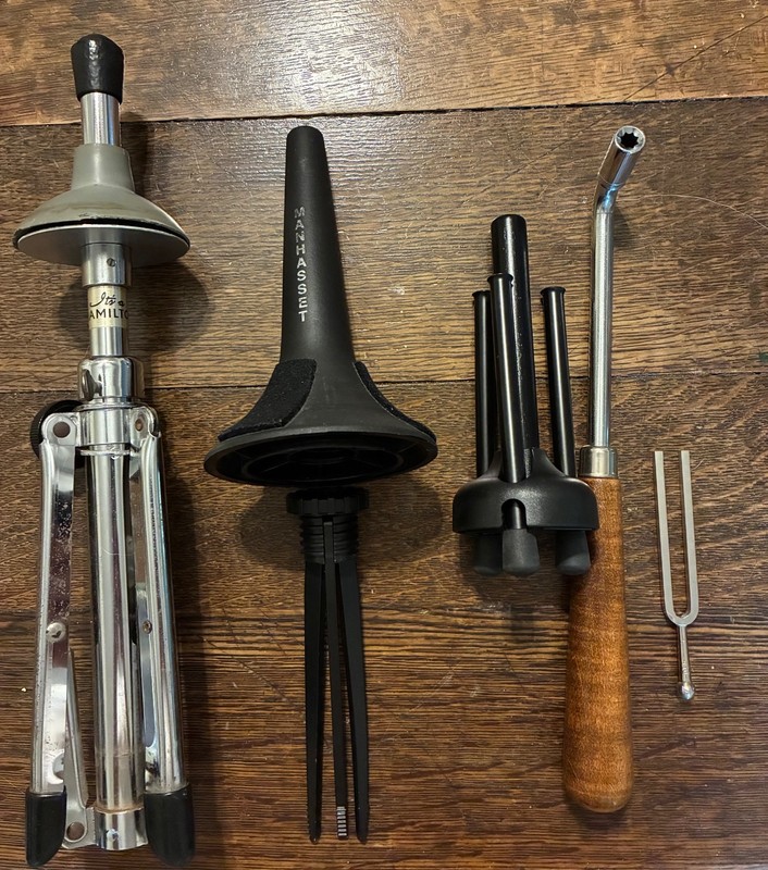 Lot of Trumpet Accessories Stands Germany Tuning Fork Tool Manhasset Hamilton