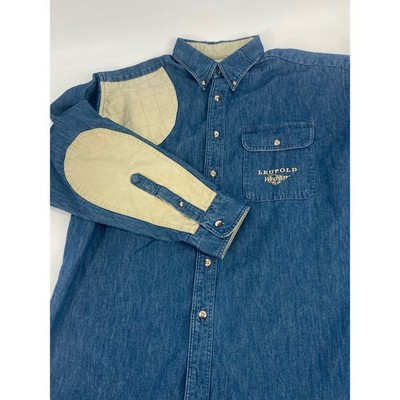 Leupold Wing & Shot Men's Denim Shooting Shirt Shoulder Patches Button Down Lrg