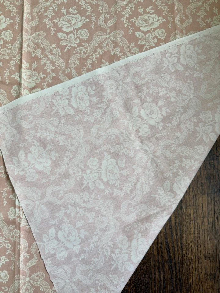 Rosa Toile Floral Tela Encaje Lazo Algodón Shabby Chic Hogar 43x37 Richloom Foto 2 de 3