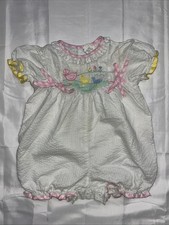 Vintage Embroidered Duck Spring Bubble Hem Romper; Size 6-9 Months