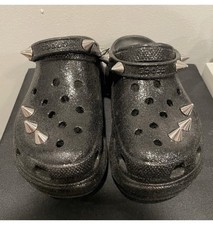 Crocs Bae Studded Platform Clog Black Glitter Fashion Week Women's Size 5 Womens
