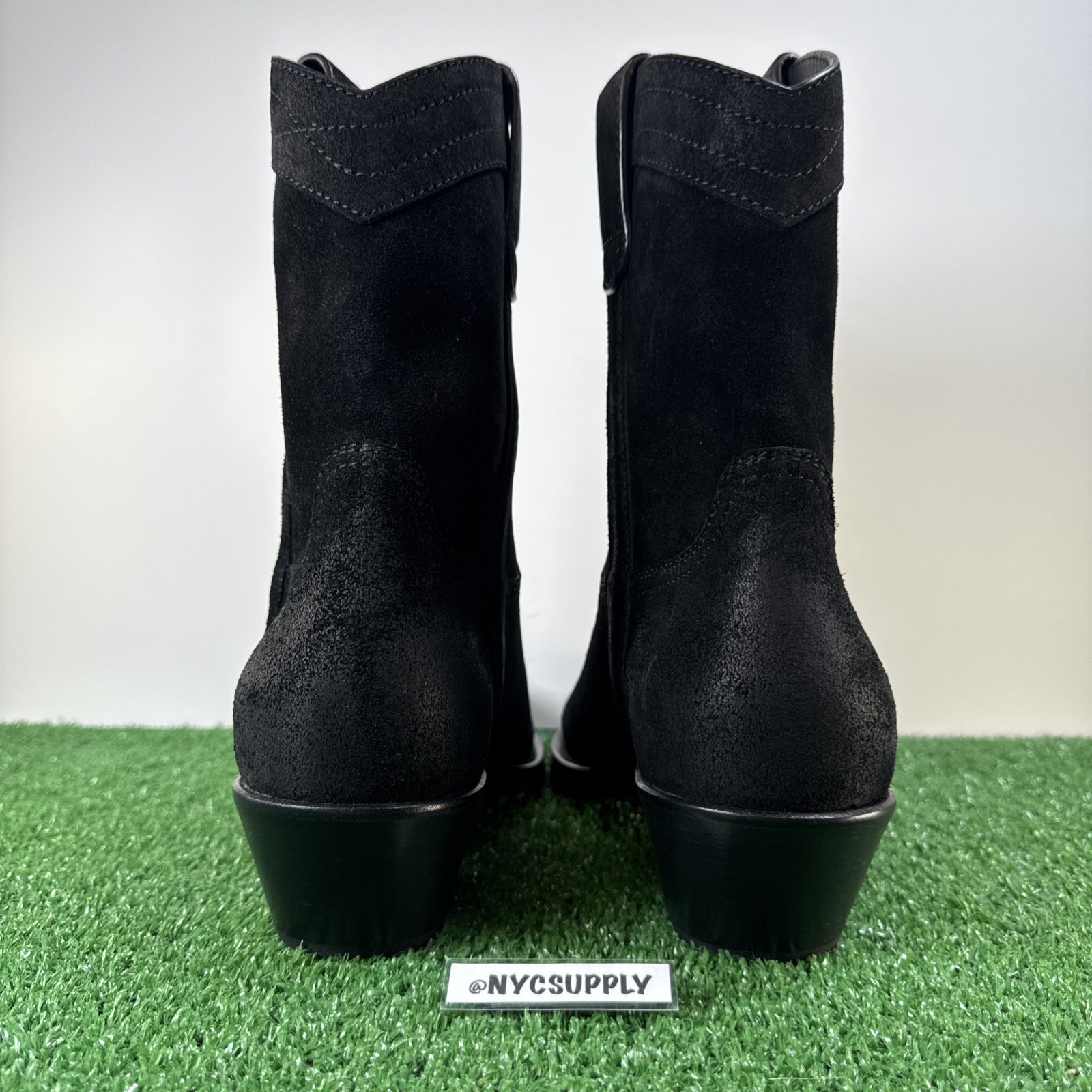 Stivali Yves Saint Laurent Vitello Hallem Wax Eastwood 45 neri 669290 taglia 43