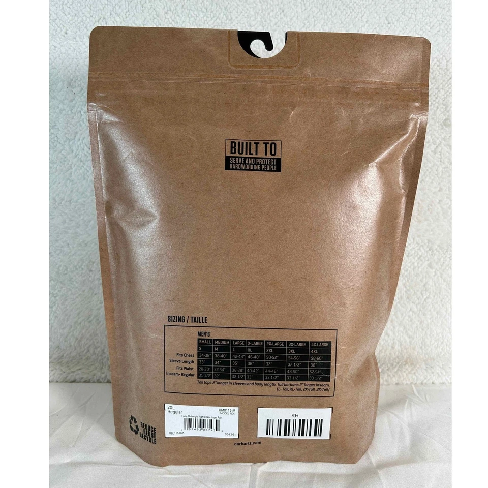 Carhartt Mens Force Midweight Waffle Base Layer Pants 2XL New in Package - Image 3 of 4