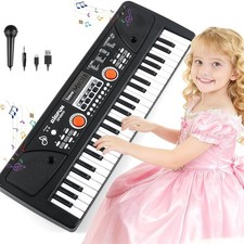 49-Key Kids Keyboard Piano with 16 Tones Microphone - Music Gift for Ages 3-12