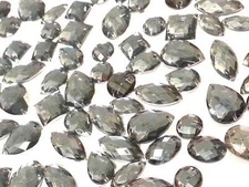 CraftbuddyUS 80pcs Smokey Grey Faceted Acrylic Sew On Crystal Rhinestone Gems