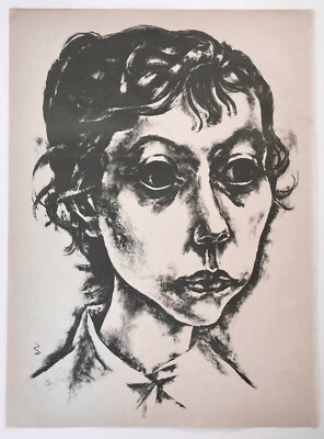 SWISS EXPRESSIONISM IGNAZ EPPER GIRL HEAD ORIGINAL LITHOGRAPH 1919 SUISSE
